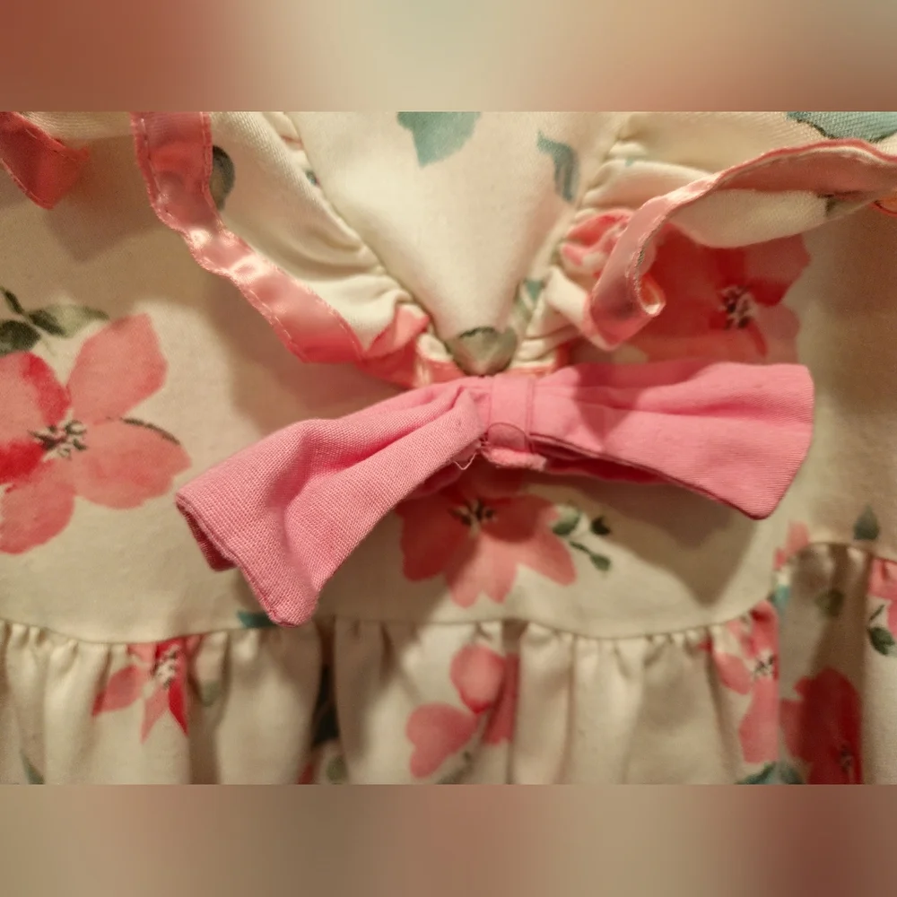 Vintage 80s Nannette Cottagecore Floral Ruffle Dress  Puff‎ Sleeves Size 5 Retro